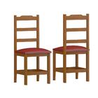 2 Cadeiras De Jantar Madeira Maciça Estofado Perola Mel Coran