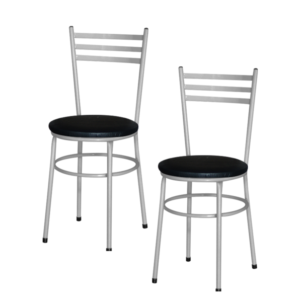 2 Cadeiras Epoxi Cinza Para Cozinha  Preto