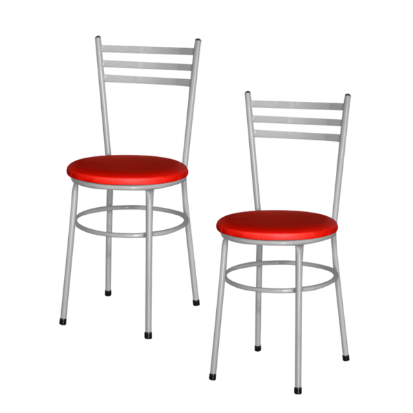 2 Cadeiras Epoxi Cinza Para Cozinha  Vermelho
