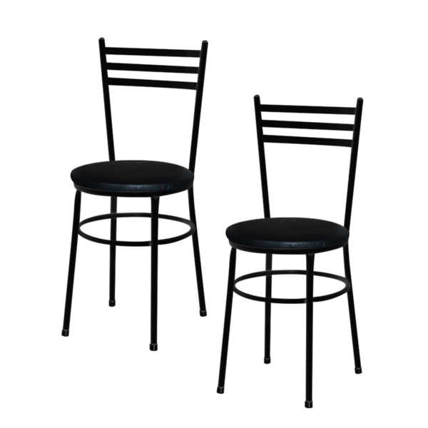 2 Cadeiras Epoxi Preta Para Cozinha  Preto