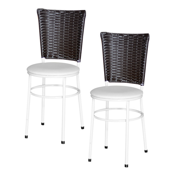 2 Cadeiras Para Cozinha Branca Hawai Marrom Branco