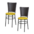 2 Cadeiras Preta Para Cozinha Hawai Café  Amarelo