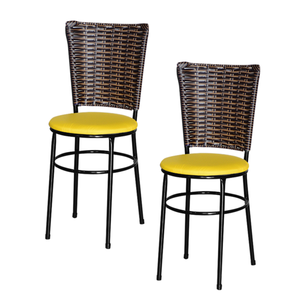 2 Cadeiras Preta Para Cozinha Hawai Cappuccino  Amarelo