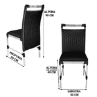 2 Cadeiras Veneza Fibra Sintética Preto Alumínio Polido Assen