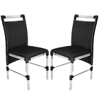 2 Cadeiras Veneza Fibra Sintética Preto Alumínio Polido Com A