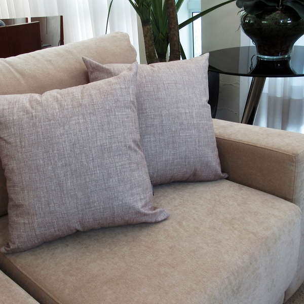 2 Capas Almofada Suede Estampado Linho 43x43cm (tom De Bege)