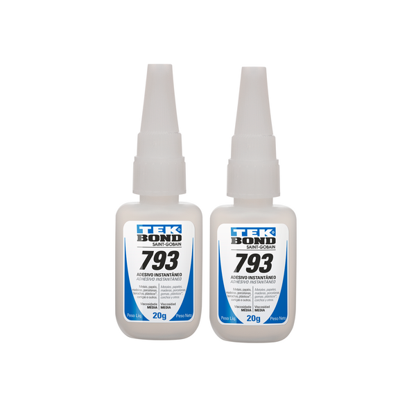 2 Colas Instantânea 793 20g Tek Bond - Adesivo Super Cola