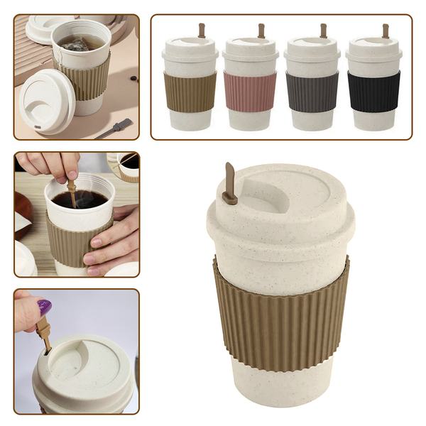 2 Copo Térmico Café Tampa Bambu Microondas 400ml Vr - Azul