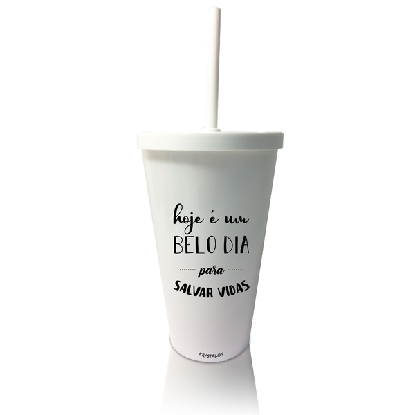 2 Copos Com Tampa E Canudo Branco Personalizado Acrílico Enfe