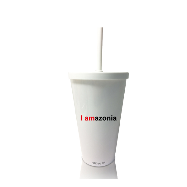 2 Copos Com Tampa E Canudo Branco Personalizado Eco I Amazonia