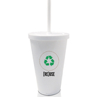 2 Copos Com Tampa E Canudo Branco Reuse Um Copo