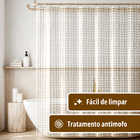 2 Cortina Box Banheiro 3d Antimofo Ganchos 180x180 Pev M02 -