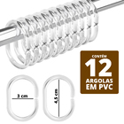 2 Cortina Box Banheiro 3d Antimofo Ganchos 180x180 Pev M02 -