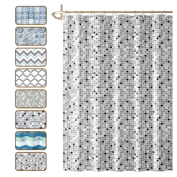 2 Cortina Box Banheiro Antimofo Ganchos 180x180 Pev Es Vr - M