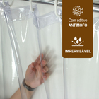 2 Cortina Box Banheiro Pvc Transparente Antimofo Ilhós 1,95