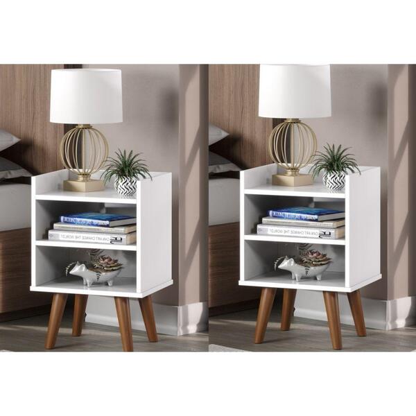 2 Criado Mudo Para Livros Com Pé Palito Branco Compacto