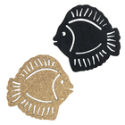 2 Descanso Suporte De Panela Peixe Cortiça Preto