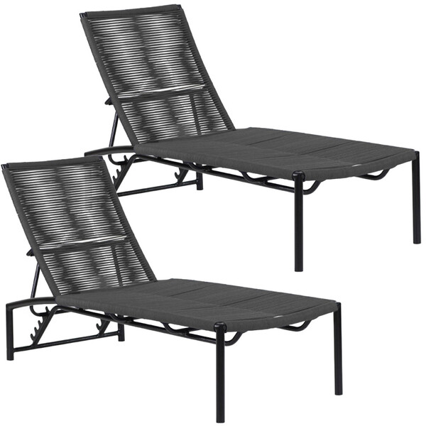 2 Espreguiçadeira Corda Náutica Alumínio Piscina Com Regulage