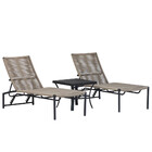 2 Espreguiçadeira Corda Náutica Mesa Garden Tampo Ripado Alum