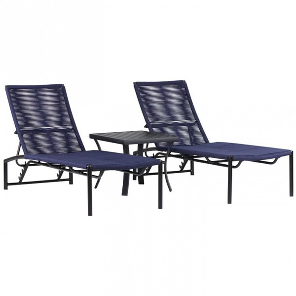 2 Espreguiçadeira Corda Náutica Mesa Garden Tampo Ripado Alum