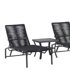 2 Espreguiçadeira Corda Náutica Mesa Garden Tampo Ripado Alum