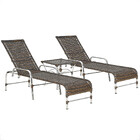 2 Espreguiçadeiras Catar E 1 Mesa Garden Alumínio E Fibra Tra
