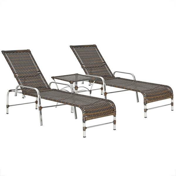 2 Espreguiçadeiras Catar E 1 Mesa Garden Alumínio E Fibra Tra