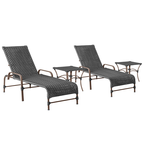 2 Espreguiçadeiras Catar E 2 Mesas Garden Corda Náutica Cor M