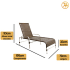 2 Espreguiçadeiras Esteira Catar Em Alumínio + 1 Mesa De Cent