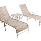 2 Espreguiçadeiras Esteira Catar Em Alumínio + 1 Mesa De Cent