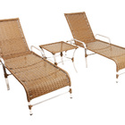 2 Espreguiçadeiras Esteira Catar Em Alumínio + 1 Mesa De Cent
