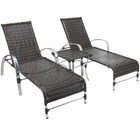 2 Espreguiçadeiras Garden E Mesa Em Alumínio Para Piscina Tra