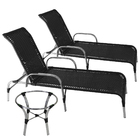 2 Espreguiçadeiras Havaí Fibra Sintética Preto 1 Mesa Centro