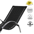 2 Espreguiçadeiras Ilha Do Mel Fibra Preta Alumínio Polido