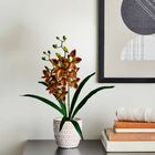 2 Galhos De Orquídea Artificial Com Haste Flexível Beleza Dur