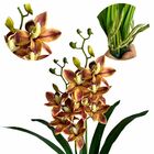 2 Galhos De Orquídea Artificial Com Haste Flexível Beleza Dur