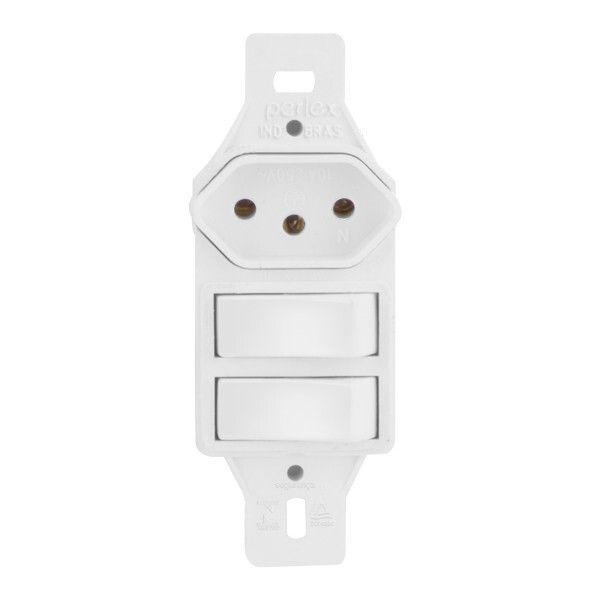 2 Interruptores Simples + 1 Tomada 10a - Perlex Pumalux - 228