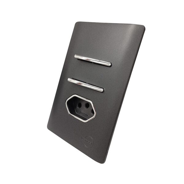 2 Interruptores Simples + Tomada Universal 2p+t 10a Cromados