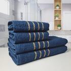 2 Jogos De 4 Toalhas 4 Banho 4 Rosto Dubai 100% Algodão Azul