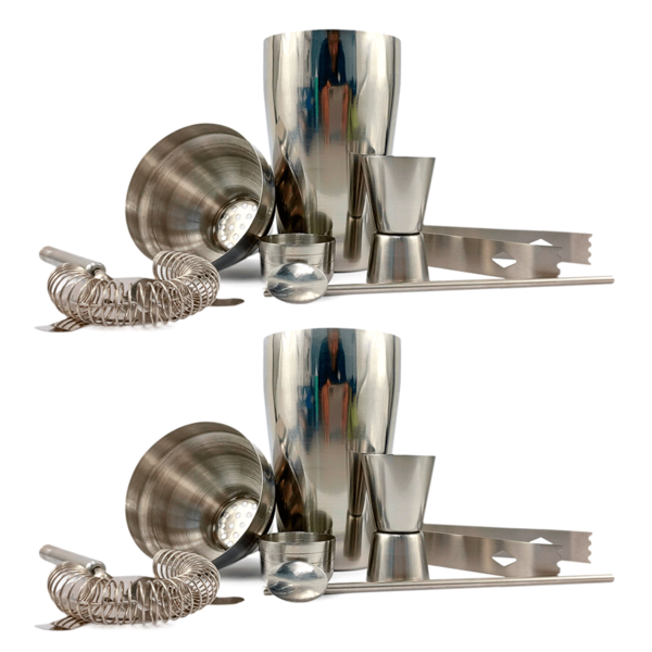 2 Kits De Coqueteleira Inox 5 Peças Barman Bar Bartender Prep