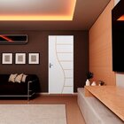 2 Kits Porta De Madeira Decorada 215x75cm Com Batente De Aço