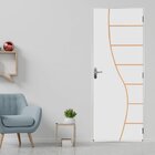 2 Kits Porta De Madeira Decorada 215x85cm Com Batente De Aço