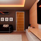 2 Kits Porta De Madeira Decorada 215x85cm Com Batente De Aço