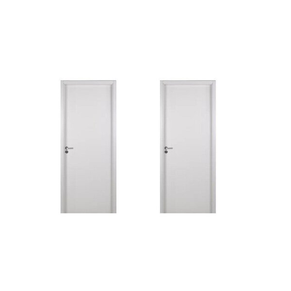 2 Kits Porta De Madeira Lisa 215x84cm Com Batente De Mdf Ultr