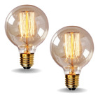 2 Lâmpada Filamento Carbono Retro G95 40w 220v T Edison