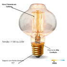 2 Lâmpada Filamento Carbono Retro Vintage Ambar Br85 Kit C/2