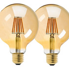 2 Lâmpada Globo G80 Filamento Led Retro Vintage Tomas Edison