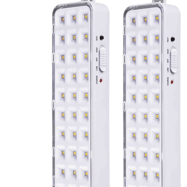 2 Luminária De Emergência Alfacell Recarregável 30 Leds Branco