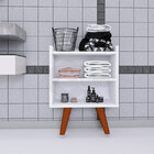 2 Mesa De Cabeceira Kit Retrô Branco Livros