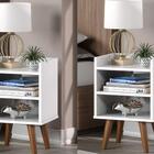 2 Mesa De Cabeceira Mesa De Canto Retro Pe Palito Branco